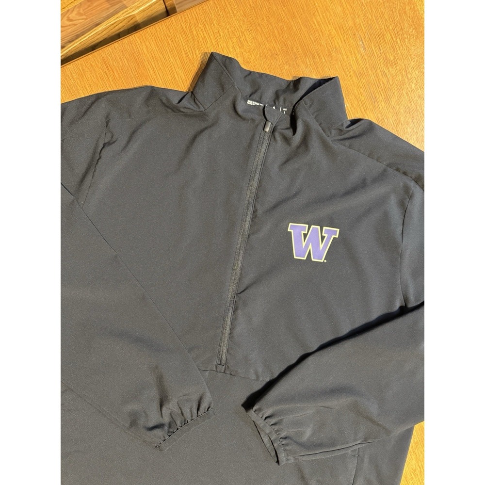 Adidas Washington Huskies Climalite Pullover Jacket Black Large Quarter Zip Golf